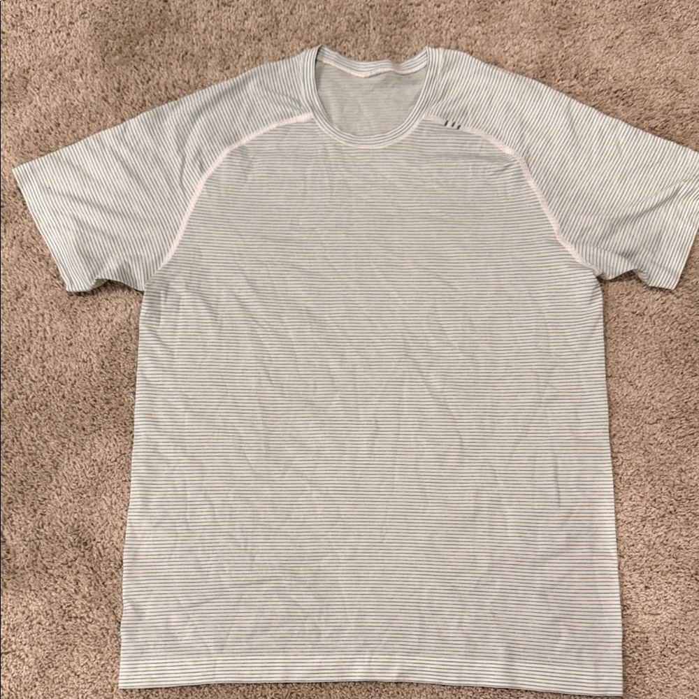 lululemon athletica Men's Short Sleeve Stripe Tee - Green and White